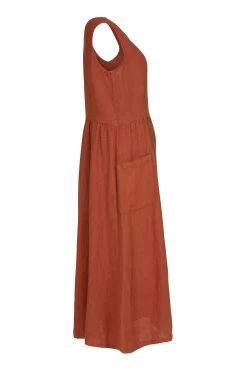 Celtic & Co. Red Linen Sleeveless Midi Dress -Fashion Women 971237s7