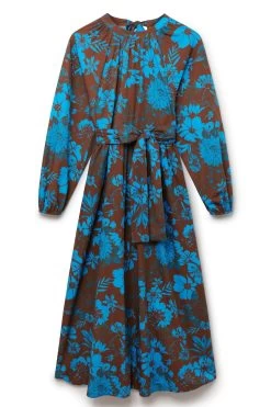 Another Sunday Poplin Cut Out Back Brown Midi Dress -Fashion Women 973800s10