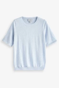 Pure Collection Blue Cashmere Crew Neck Top