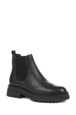 Jones Bootmaker Black Trieste Chunky Ladies Leather Chelsea Boots -Fashion Women A10033s3