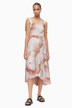 AllSaints Gabi Luar Pink Dress -Fashion Women A59459s3
