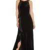 Adrianna Papell Womens Black Velvet Cascade Gown -Fashion Women A65165s