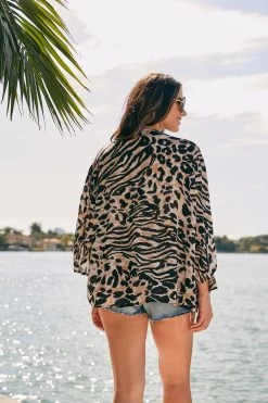 Next Animal Print Kimono Cover-Up -Fashion Women A67 800s3