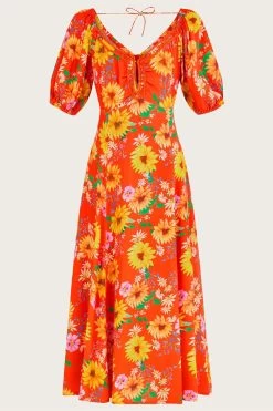 Monsoon Orange Manuela Sunflower Dress In Sustainable Viscose -Fashion Women A67651s4