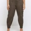 River Island Green Plus Zip Cuff Cargo Trousers -Fashion Women A78816s