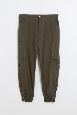 River Island Green Plus Zip Cuff Cargo Trousers -Fashion Women A78816s5