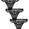Ann Summers Black Sexy Lace Sustainable Thong 3 Pack -Fashion Women A81041s