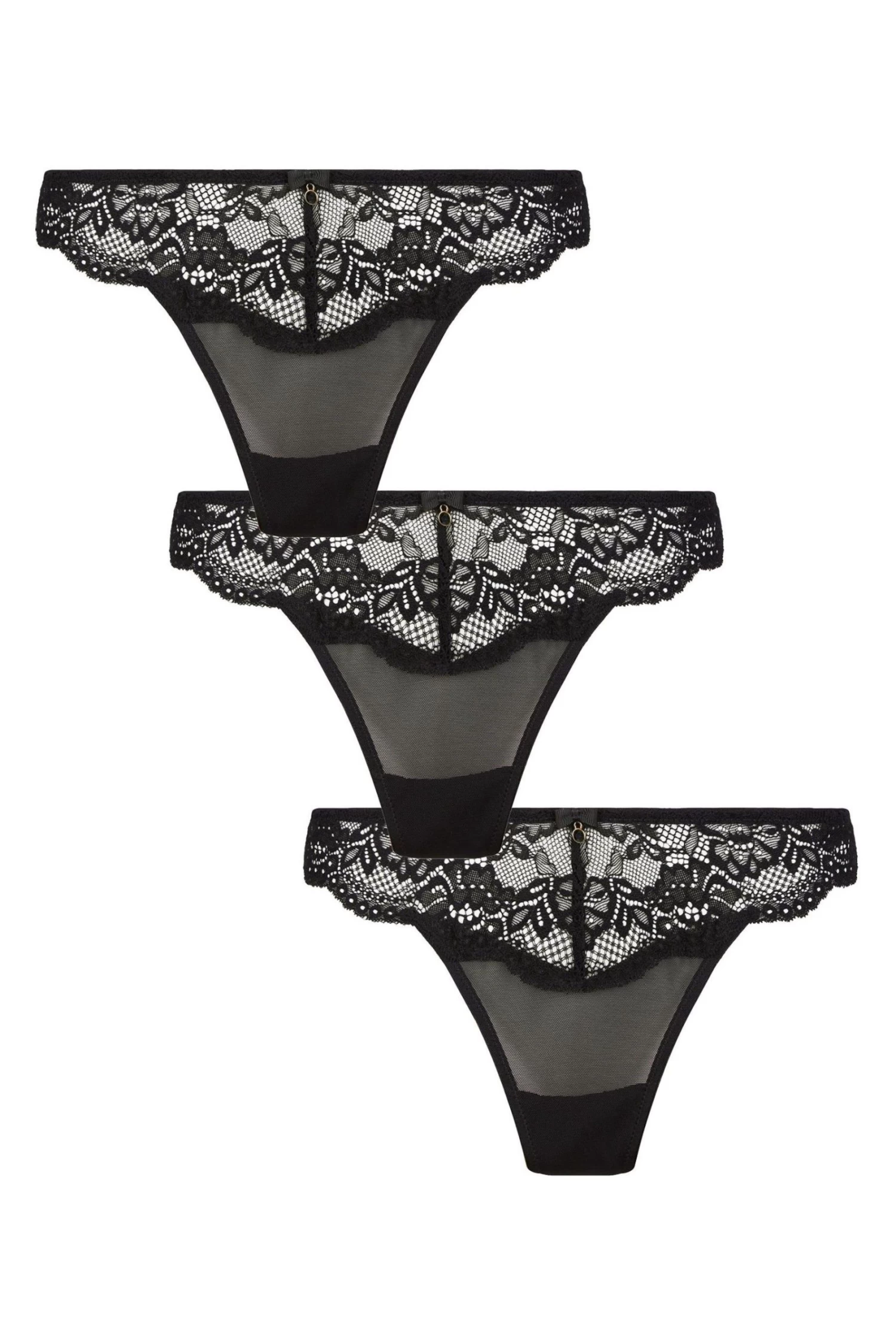 Ann Summers Black Sexy Lace Sustainable Thong 3 Pack 3 Ann Summers Black Sexy Lace Sustainable Thong 3 Pack