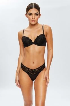 Ann Summers Black Sexy Lace Sustainable Thong 3 Pack 9 Ann Summers Black Sexy Lace Sustainable Thong 3 Pack -Fashion Women A81041s3