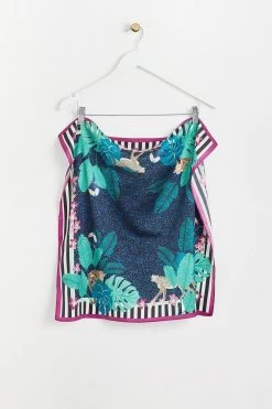 Oliver Bonas Blue Jungle Animals Square Scarf