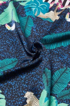 Oliver Bonas Blue Jungle Animals Square Scarf -Fashion Women A82270s5