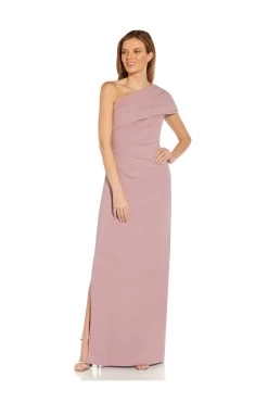 Adrianna Papell Pink Knit Crepe One Shoulder Dress -Fashion Women A84726s3
