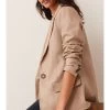 Next Tan Brown Faux Leather Blazer -Fashion Women A87 895s