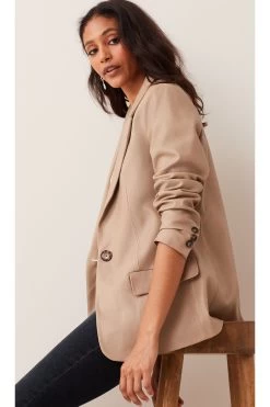 Next Tan Brown Faux Leather Blazer