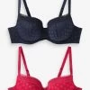 Next Navy Blue/Red Spot Mesh Bras 2 Pack -Fashion Women A89 211s