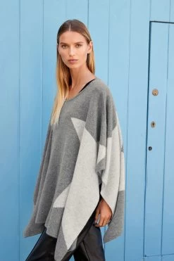 Next Grey Cashmere Blend Star Poncho -Fashion Women A89442s3