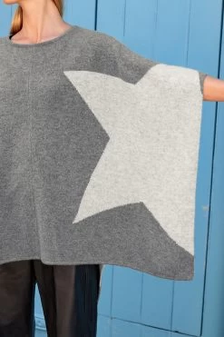 Next Grey Cashmere Blend Star Poncho -Fashion Women A89442s4