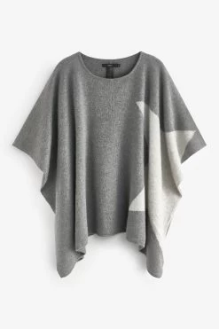Next Grey Cashmere Blend Star Poncho -Fashion Women A89442s5