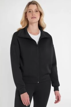 Calvin Klein Golf Black Relax Full Zip Cropped Mid Layer Jumper