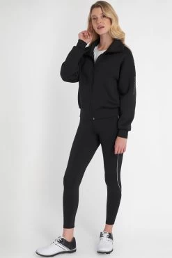 Calvin Klein Golf Black Relax Full Zip Cropped Mid Layer Jumper -Fashion Women A94690s3