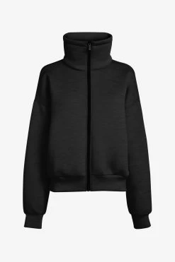 Calvin Klein Golf Black Relax Full Zip Cropped Mid Layer Jumper -Fashion Women A94690s5