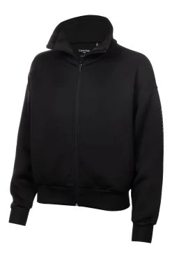 Calvin Klein Golf Black Relax Full Zip Cropped Mid Layer Jumper -Fashion Women A94690s6