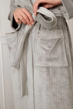 Next Grey Supersoft Ribbed Dressing Gown -Fashion Women A96337s5