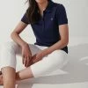 Crew Clothing Company Blue Cotton Polo Shirt -Fashion Women A99426s