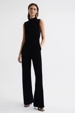 Reiss Diane Sleeveless Velvet Jumpsuit