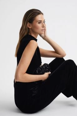 Reiss Diane Sleeveless Velvet Jumpsuit -Fashion Women C02293s3