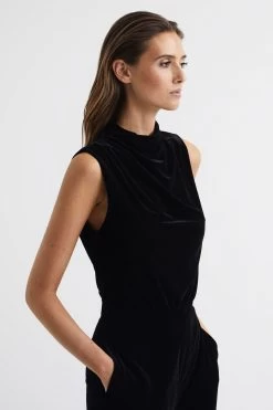 Reiss Diane Sleeveless Velvet Jumpsuit -Fashion Women C02293s6