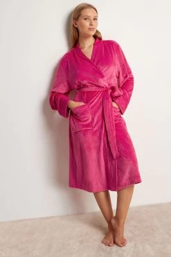 Next Pink Supersoft Ribbed Dressing Gown