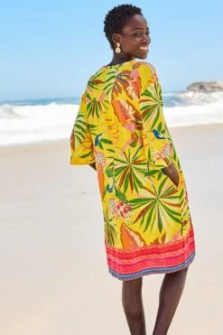Next Kaftan Dress With Linen -Fashion Women C07 224s3