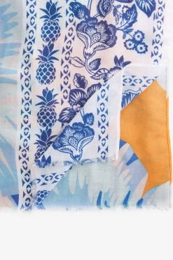 Next Blue/Orange Floral Lightweight Scarf -Fashion Women C07552s7
