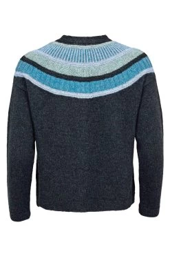 Celtic & Co. Blue Shetland Statement Yoke Cardigan -Fashion Women C10237s6