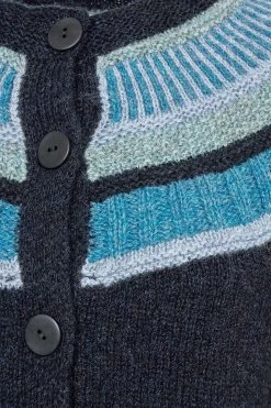 Celtic & Co. Blue Shetland Statement Yoke Cardigan -Fashion Women C10237s7