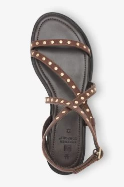 Next Forever Comfort® Leather Strappy Studded Flat Sandals -Fashion Women C10594s4