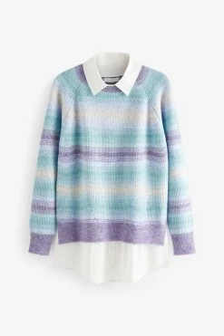 Next Collar Detail Shirt Layer Jumper -Fashion Women C11 387s5