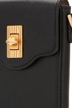 Lulu Guinness Black Black Lip Turnlock Rita Bag -Fashion Women C12261s4
