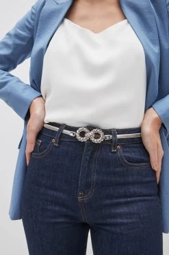 Next Silver Skinny Stretch Chain Belt