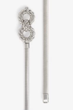 Next Silver Skinny Stretch Chain Belt -Fashion Women C14405s3