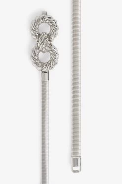 Next Silver Skinny Stretch Chain Belt -Fashion Women C14405s4