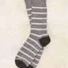 Celtic & Co. Celtic & Co Ladies Grey Merino Cotton Striped Socks -Fashion Women C15556s