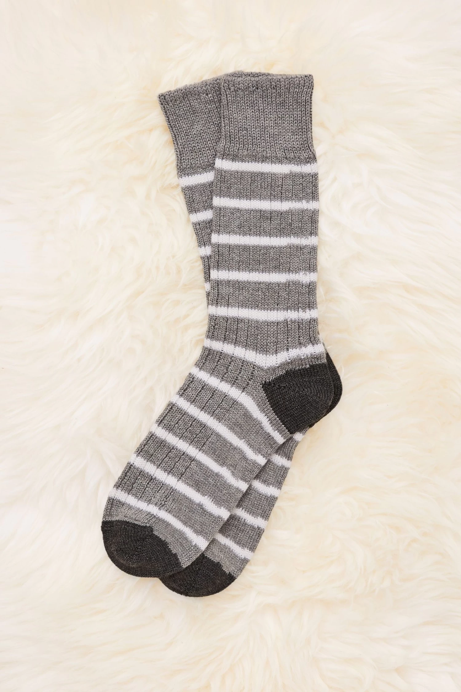 Celtic & Co. Celtic & Co Ladies Grey Merino Cotton Striped Socks 3 Celtic & Co. Celtic & Co Ladies Grey Merino Cotton Striped Socks