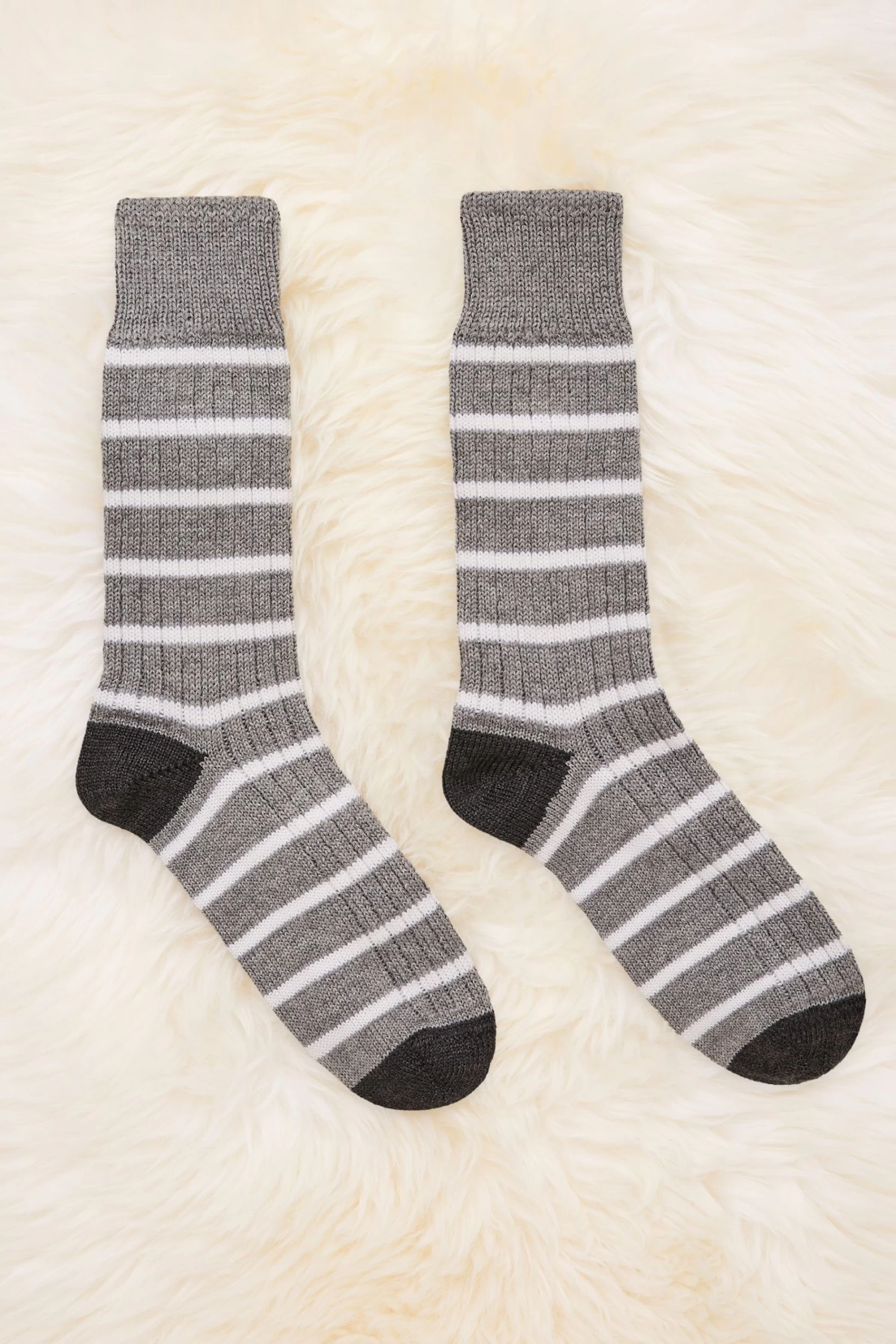 Celtic & Co. Celtic & Co Ladies Grey Merino Cotton Striped Socks 4 Celtic & Co. Celtic & Co Ladies Grey Merino Cotton Striped Socks - Image 2
