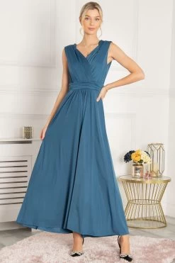 Jolie Moi Blue Draped Maxi Dress