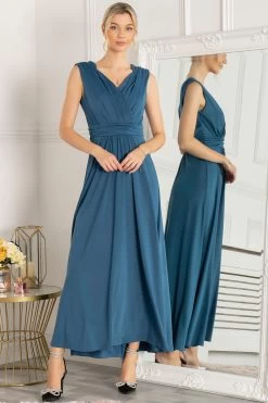 Jolie Moi Blue Draped Maxi Dress -Fashion Women C15890s3