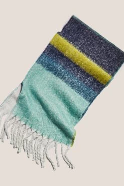 White Stuff Blue Suki Brushed Colourblock Scarf