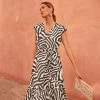 Phase Eight Zalaya Natural Multi Zebra Maxi Dress -Fashion Women C21926s