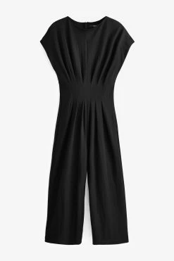 Next Short Sleeve Pleated Corset Detail Wide Leg Jumpsuit -Fashion Women C22 882s4